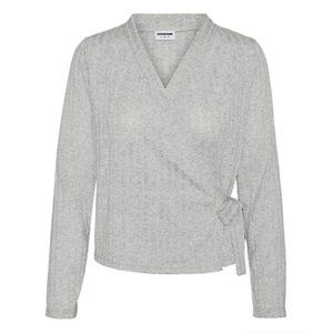 Noisy May Knitted Wrap Shirt with V Neck